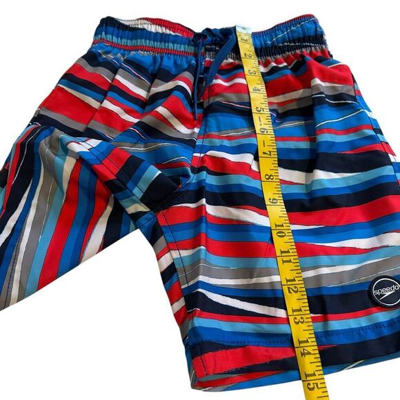 NWOT Speedo Stripe Lane Bondi Swim Shorts Blue Red Boys Medium - Picture 5 of 6